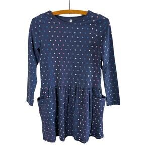 Tea Girls Sz 12 Cotton Long Sleeve Dress Star Print Pockets